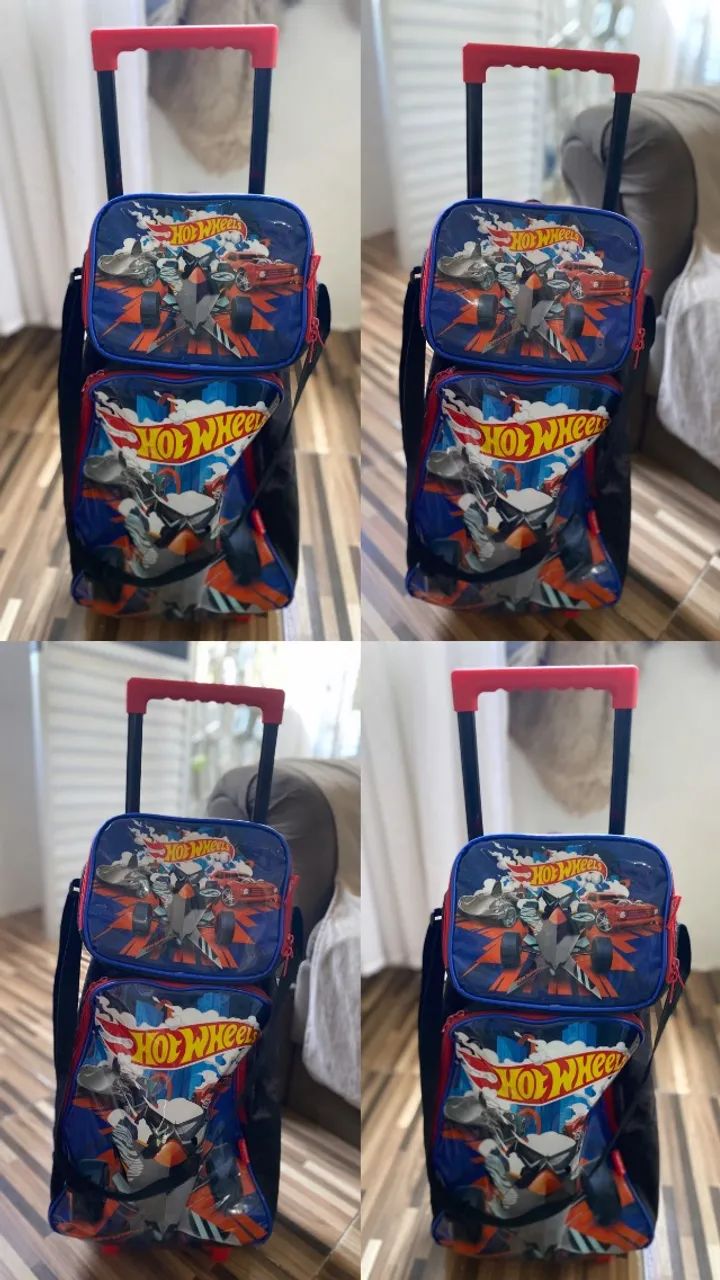 Kit Mochila Rodinha Hot Wheels  + Lancheira Infantil