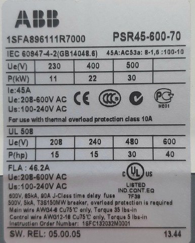 Soft Starter ABB PSR45 45A 30CV 380v / 20CV 220v Nova! - Foto 4