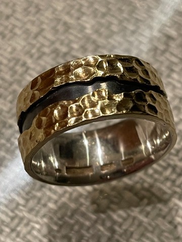 Guerreiro - Anel Ouro 18k + Prata 925 - Foto 2