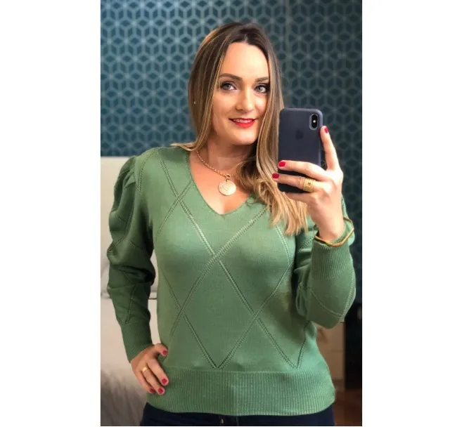Blusa tricot losango rayon Nova