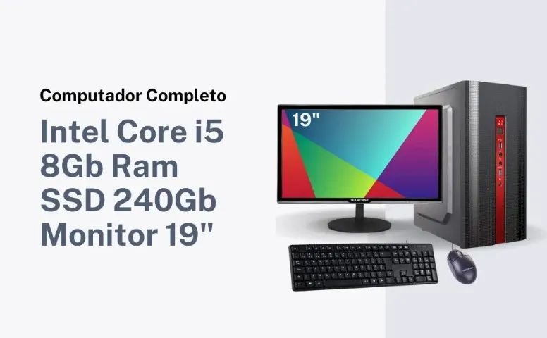 Computador Completo Intel i5 - 8Gb Ram - SSD 240Gb - Monitor 19 Polegadas - Foto 2