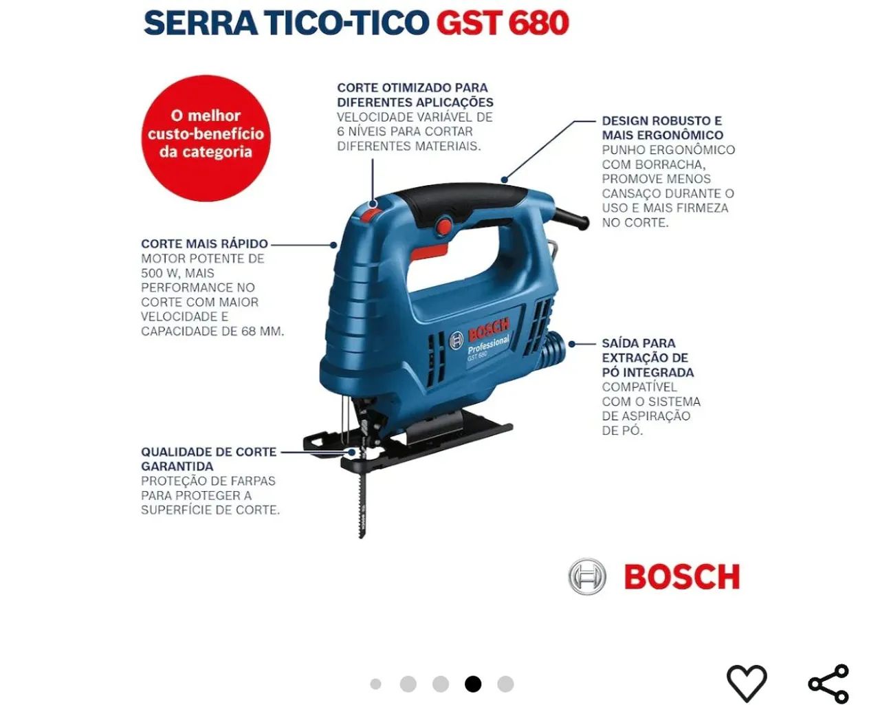 Serra de Recorte Bosch GST 650 450W - Nova - Foto 5