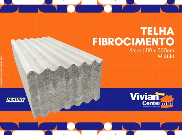 Telha Fibrocimento 6mm 110x305cm Mulitilit