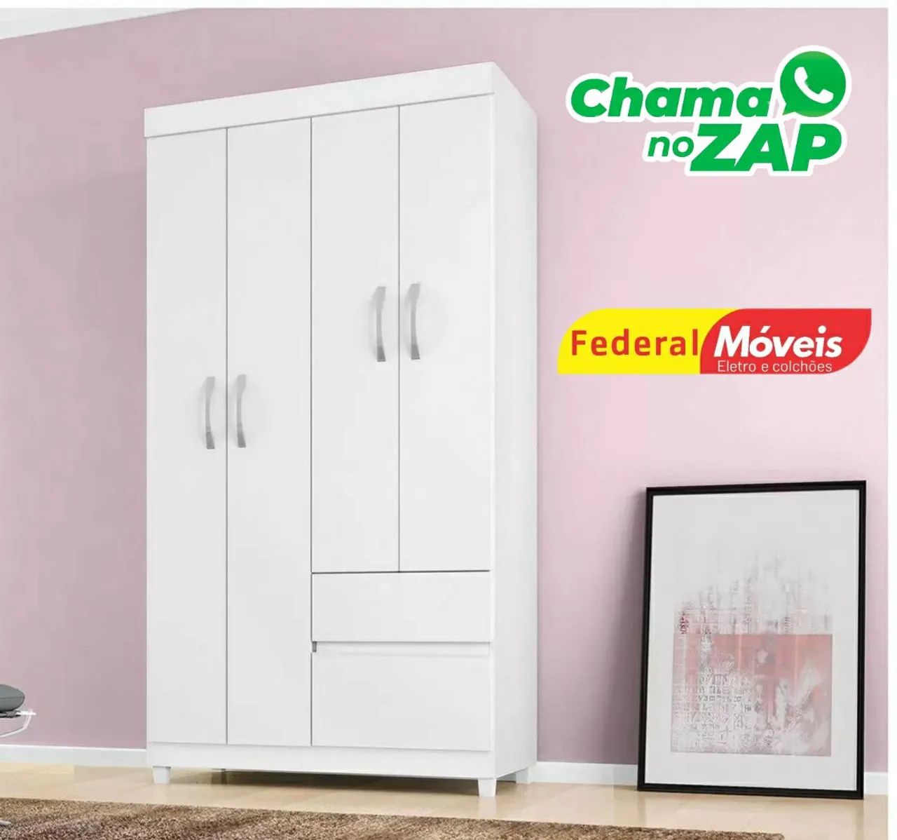Guarda Roupa com 4 Portas e 2 Gavetas Novo Pronta Entrega 