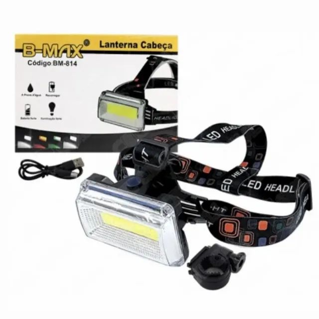 Lacrada Lanterna Cabeça LED RGB Prova D´Água Acampamento e Ciclismo Bateria Recarregável - Foto 6