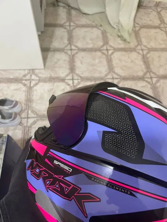 Capacete Moto Norisk - Roxo Rosa - Foto 5