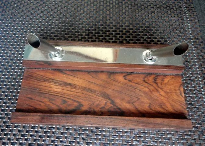 Antigo Porta Canetas feito em Jacarandá e Aço inoxidável (Item Colecionador ou Decoração) - Foto 3