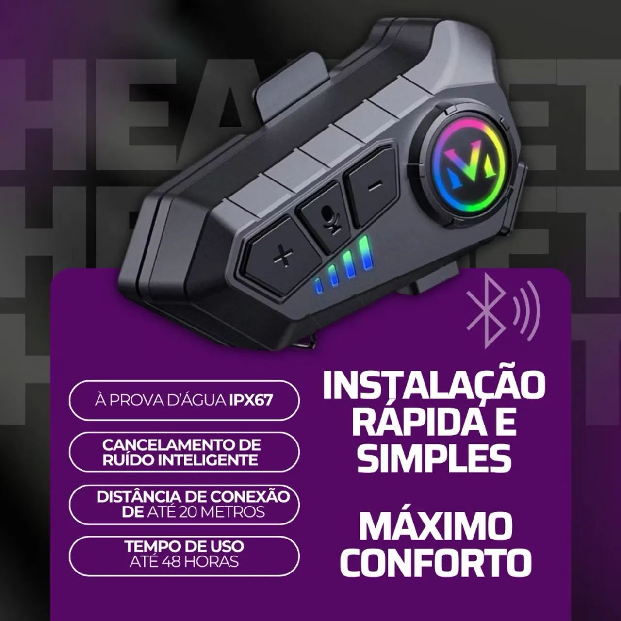 Fone Bluetooth para capacete de moto - Foto 2