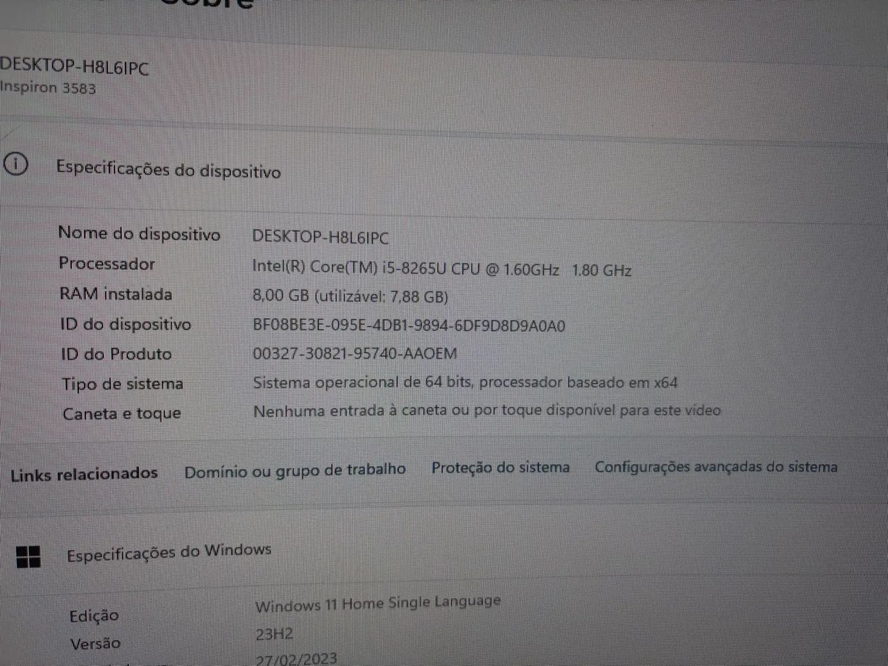 Notebook Dell inspiron h8l6ipc - Foto 5