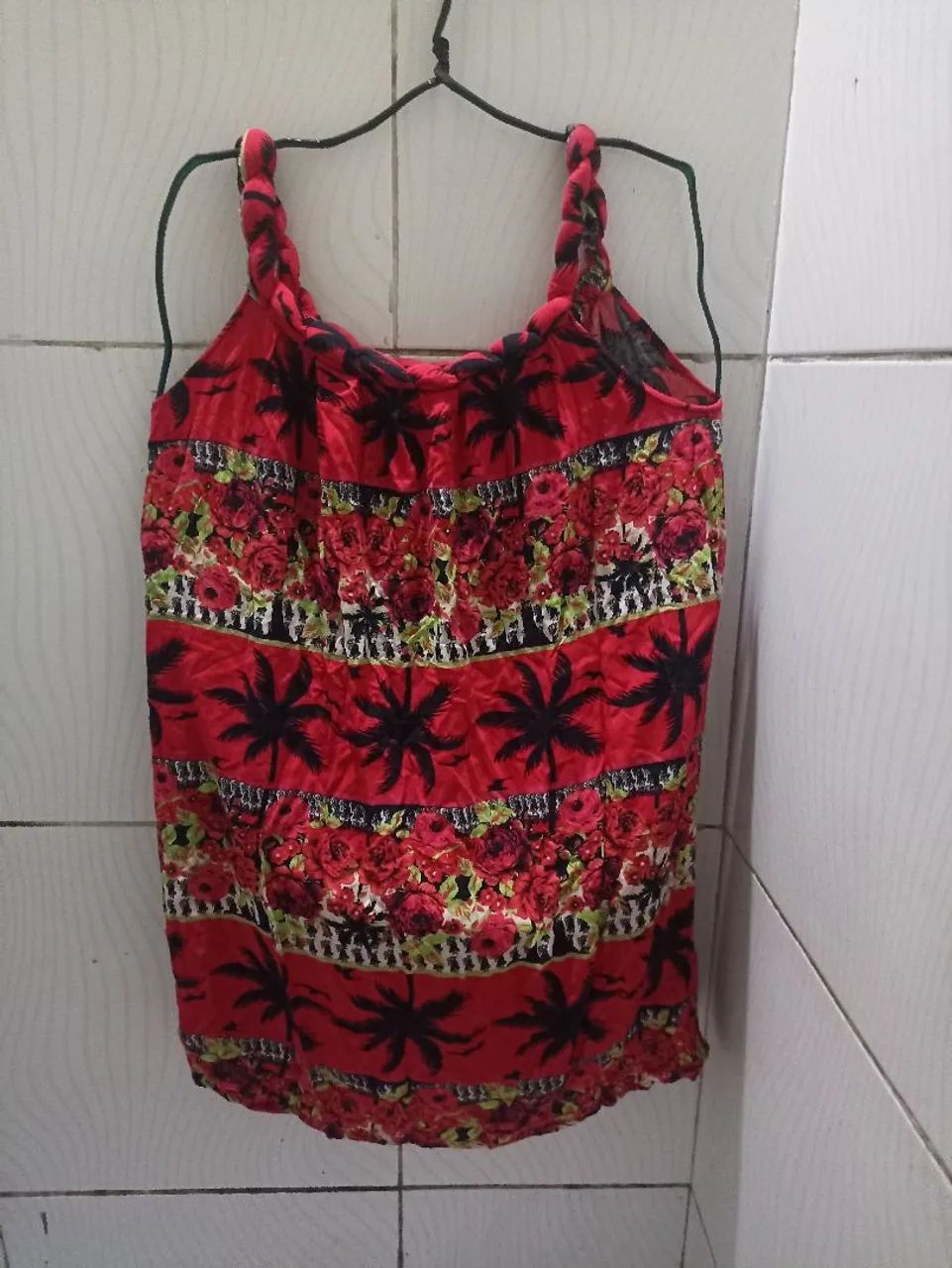 Vestido Vermelho Estampado Feminino GG 