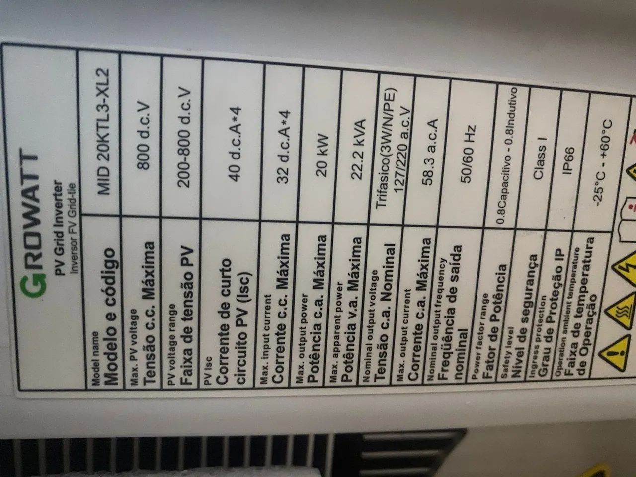 Inversor Growat 20k 220v64396504862723121