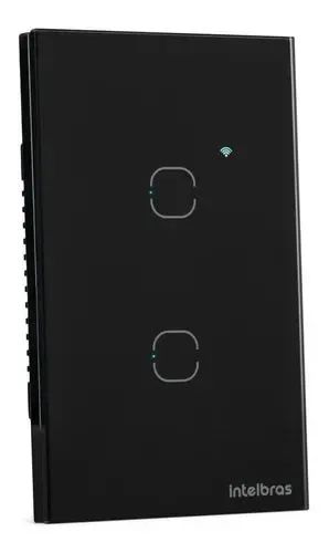 Interruptor Touch Inteligente Compatível Com Alexa Com 2 Teclas EWS 1002 Preto Intelbras