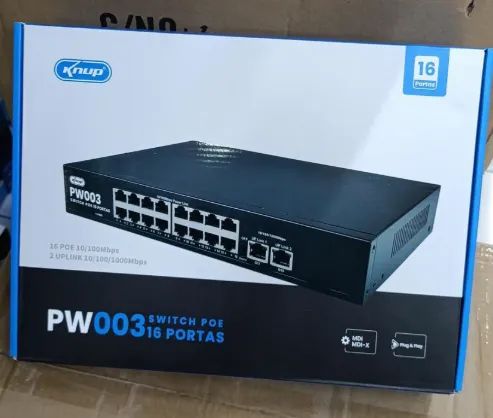 Switch 16 Portas POE Hibrido 2 Portas Gigabits Knup KP-Pw003 1000 Mbps  - Foto 3