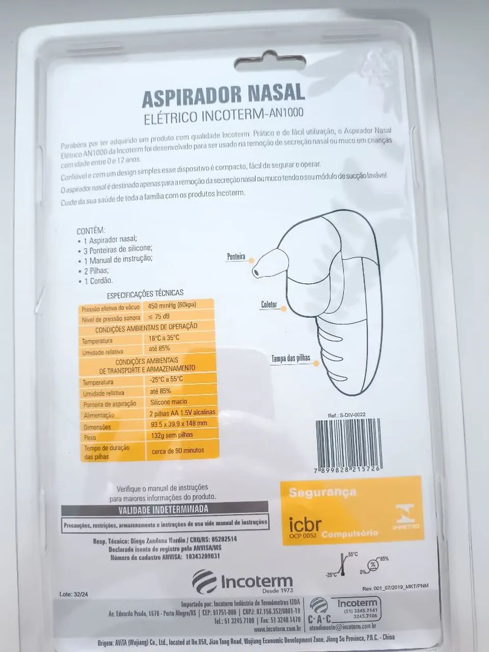Aspirador Nasal Elétrico Incoterm Azul - Novo - Foto 3