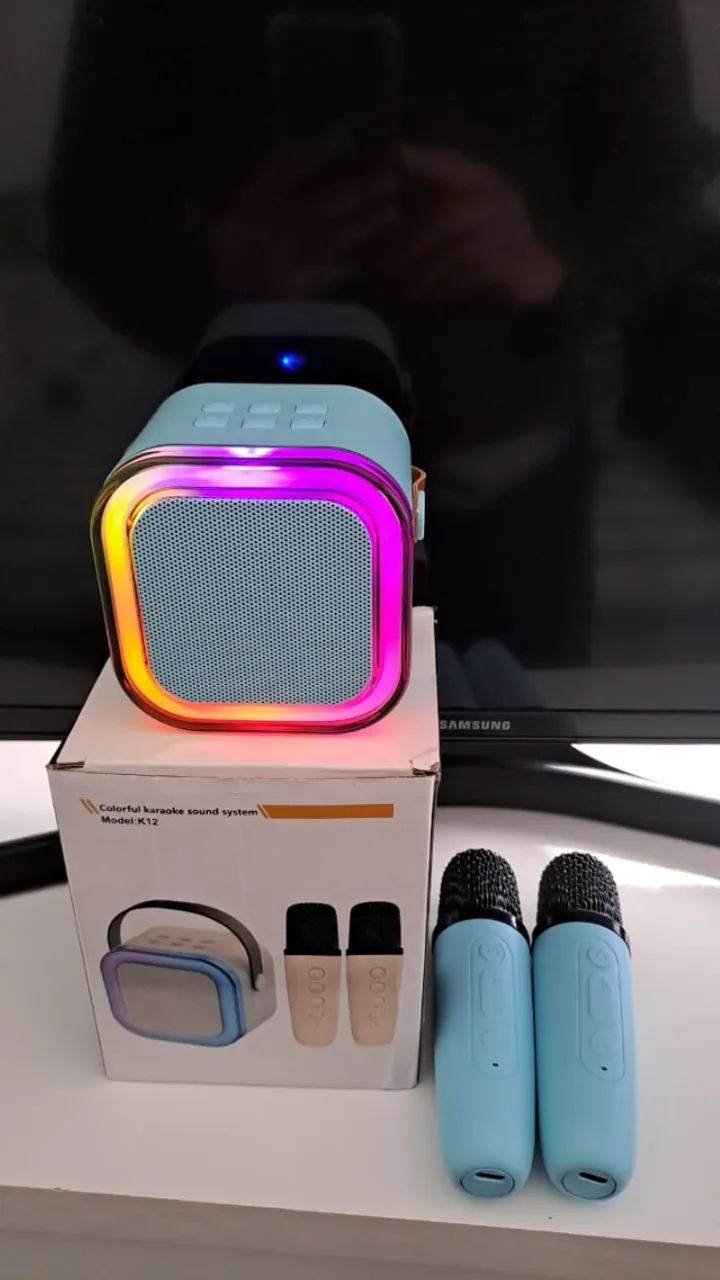 Karaoke K12 com 2 Microfones Sem Fio
