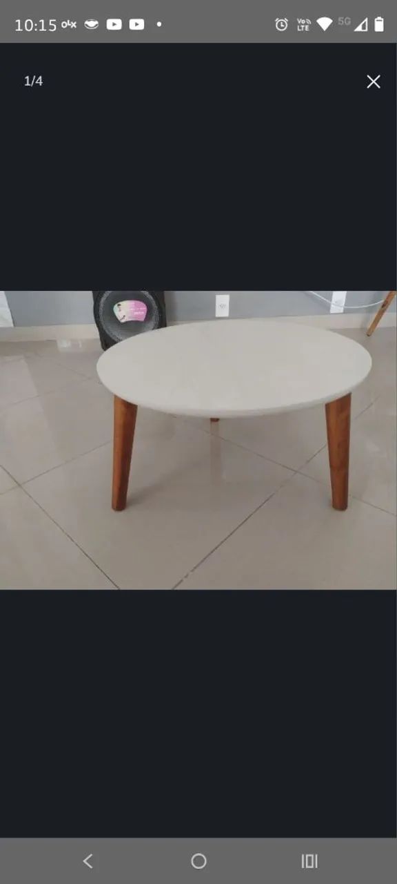 Mesa Lateral Branca com Pernas de MADEIRA MACIÇA  - Foto 3