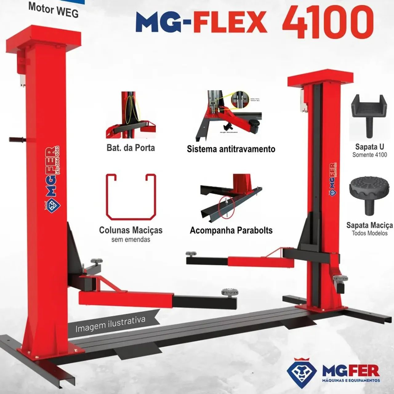 Elevador automotivo 4100kg MGFER novo ( frete incluso ) - Foto 2