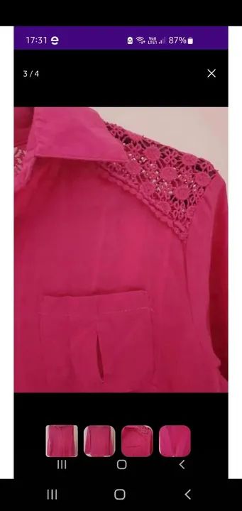 Camisa social algodão rosa - Foto 3