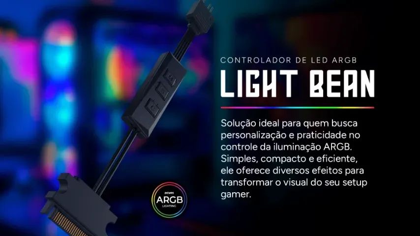 Controladora Argb 3 Pinos 5V para Sata Pcyes Light Bean - Plb1Argb - WZetta - Foto 6