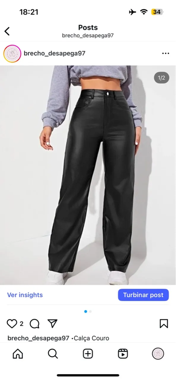 Calça Couro Preta