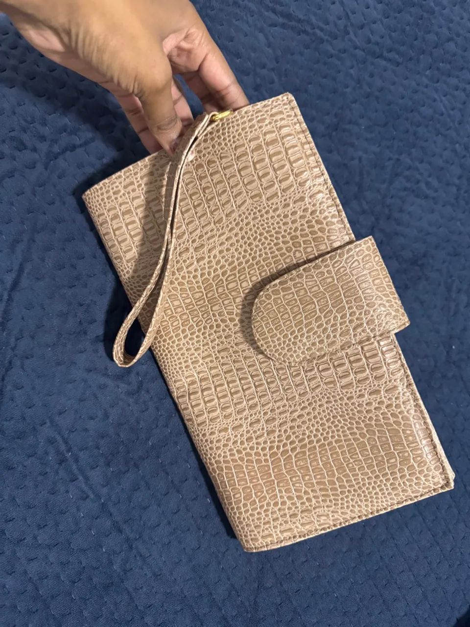 Nova Carteira Clutch Texturizada Bege