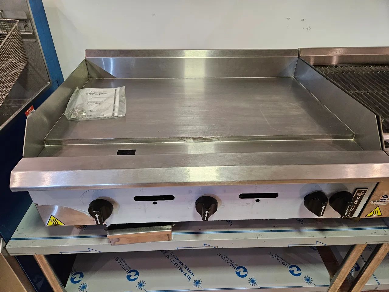 chapa a gás para lanches 90cm 19mm de espessura - nova