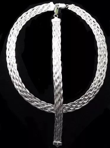 Conjunto pulseira e colar 8 fios em prata 925 legitima! - Foto 5