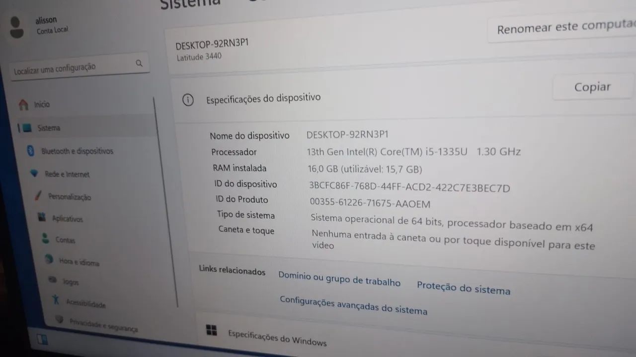Notebook Dell latitude 3440