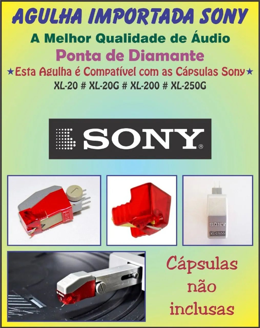 Agulha Diamante Importada Toca Discos Sony Ps-lx510 Tangencial Xl250g Nd250g