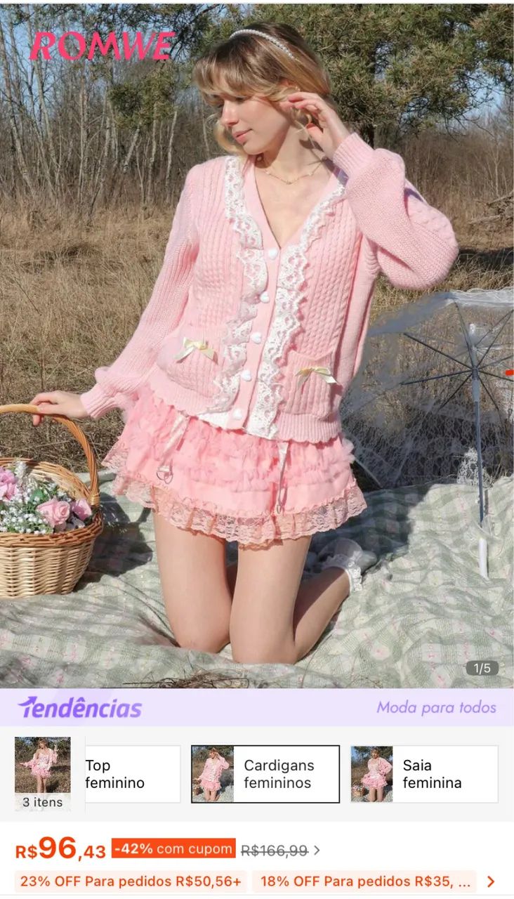 Cardigan rosa Romwe 