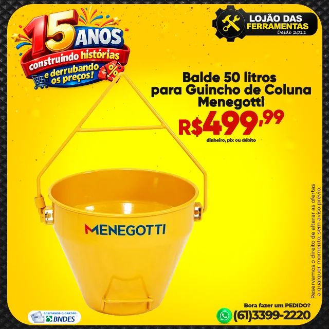 Balde 50 litros para Guincho de Coluna Menegotti