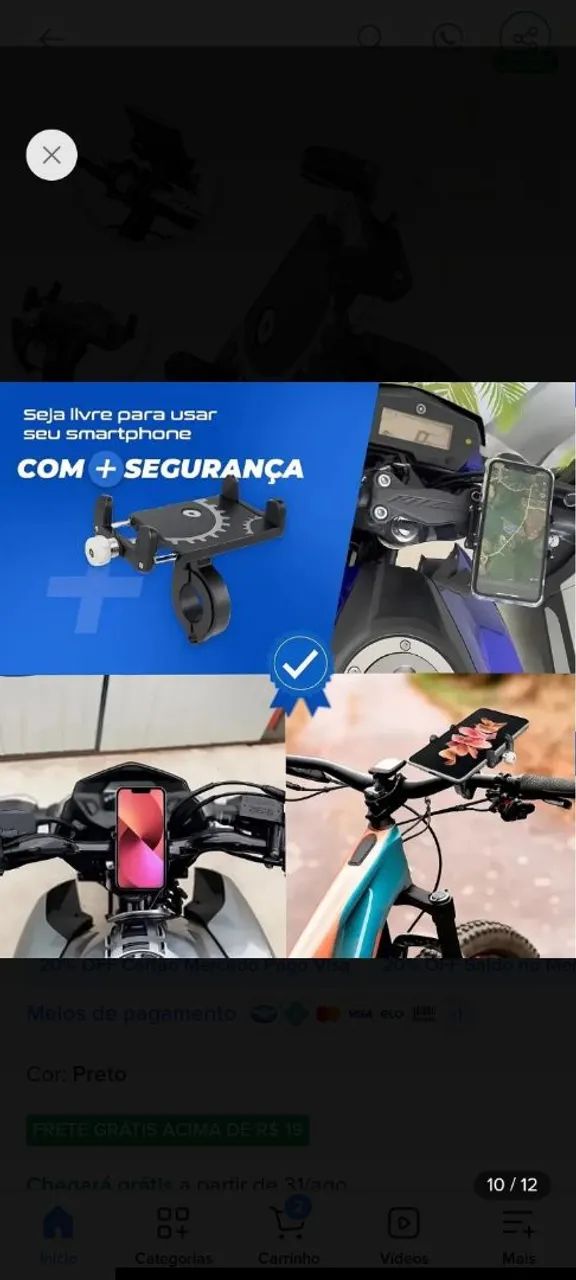 Suporte para celular de bicicleta, carro elétrico e motocicleta - Foto 2