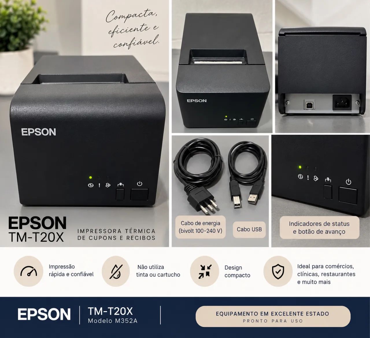 EPSON TM-T20X - Impressora Térmica - Estado de Nova