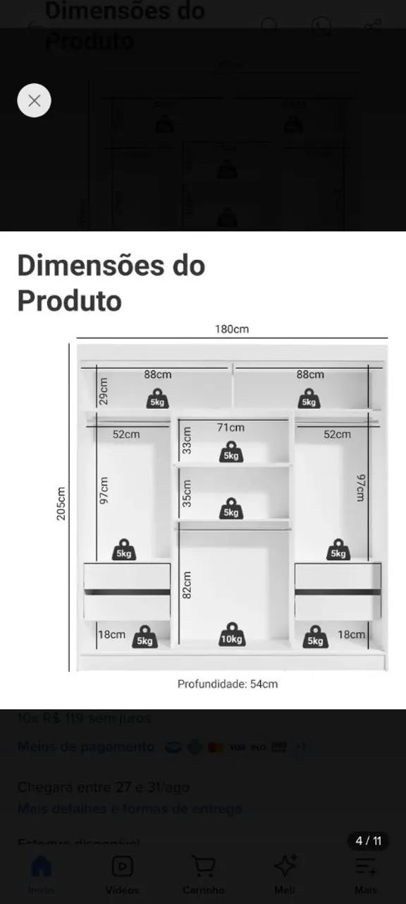 GUARDA-ROUPA 3 PORTAS COM ESPELHO  - Foto 5