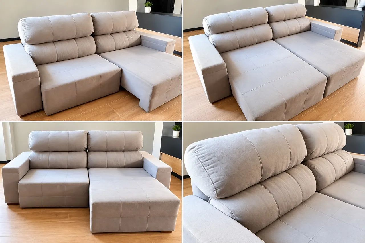 Sofá Retrátil e Reclinável com Chaise - Amplo e Confortável - Foto 2