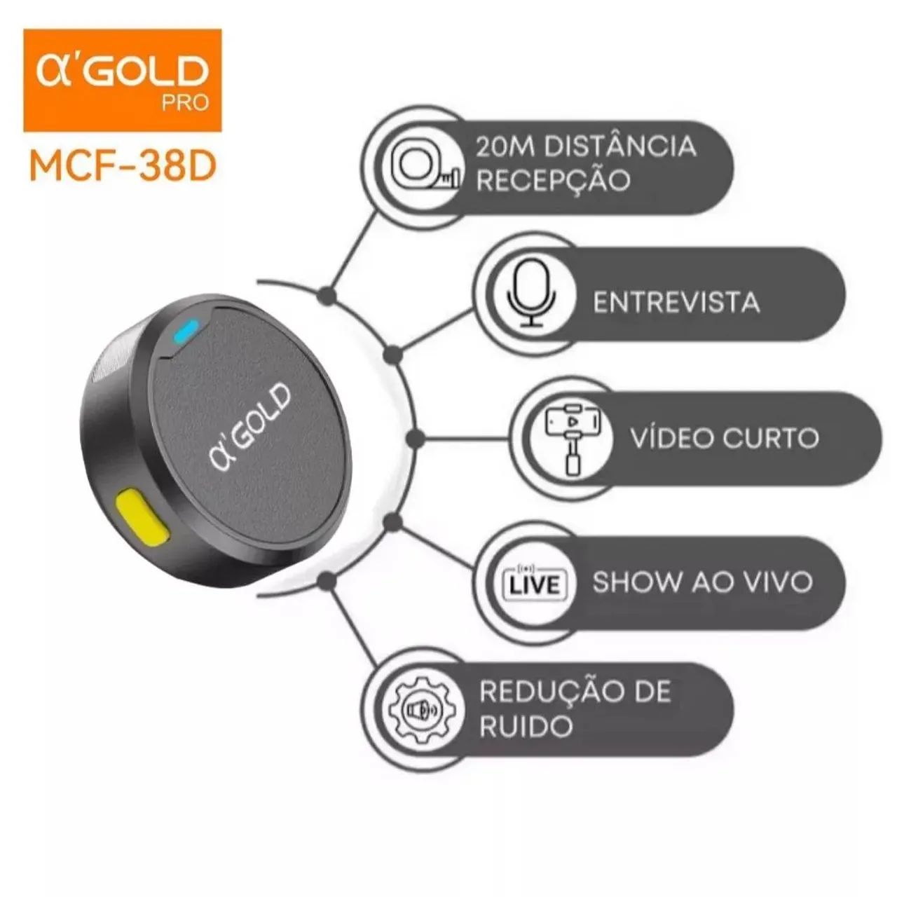 Microfone de lapela Magnético Gold MCF 38  - Foto 2