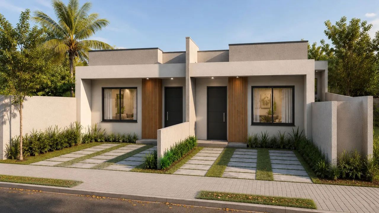 Casa térrea com 2 quartos, quintal e 1 vaga
