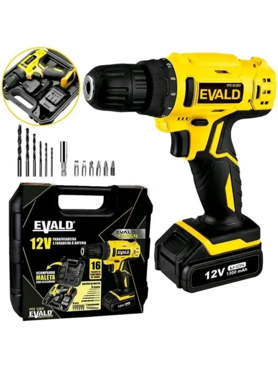 Parafusadeira 12V Evald c/ maleta e acessórios. - Foto 3