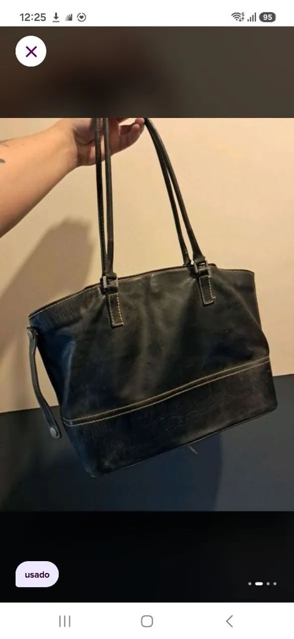 Bolsa Bagaggio couro legítimo preta - Foto 2