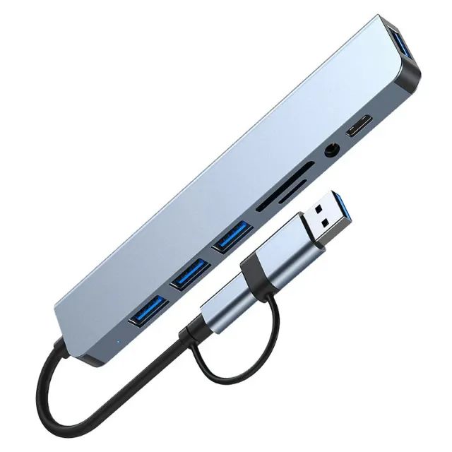 Adaptador Hub Tipo-C 8 em 2 Multifuncional com Entrada SD e Áudio - Foto 5