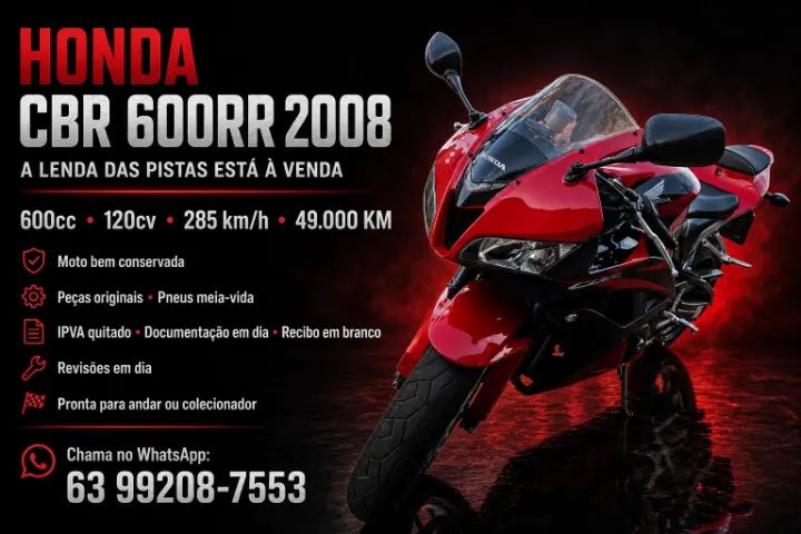 CBR 600RR 2008, muito conservada 