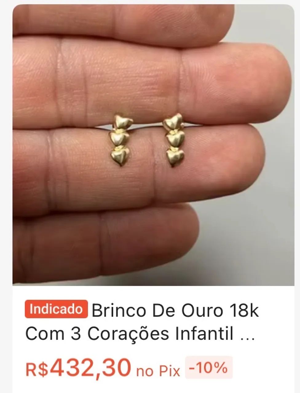 Brinco de ouro 18k corações  - Foto 3