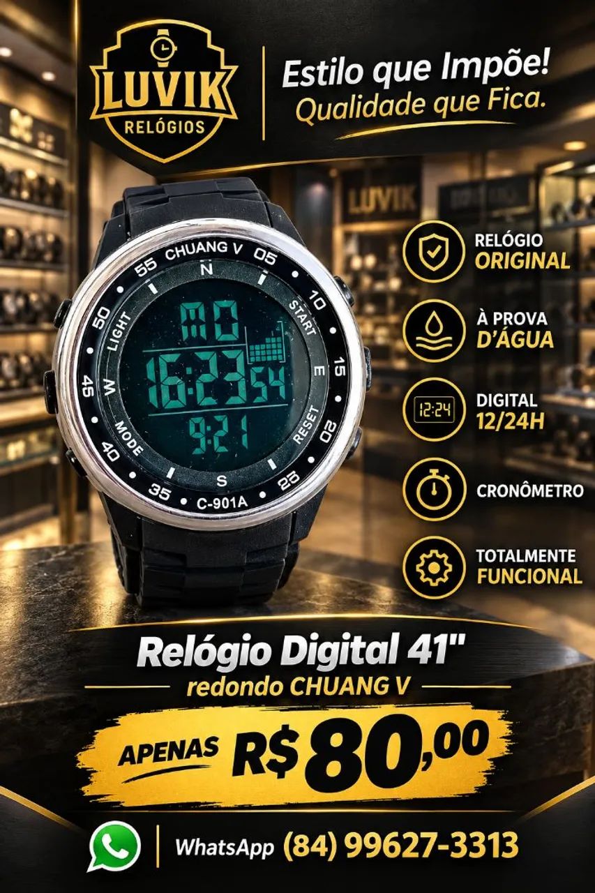 Relógio Digital 41" Qualidade impecável CHUANG V