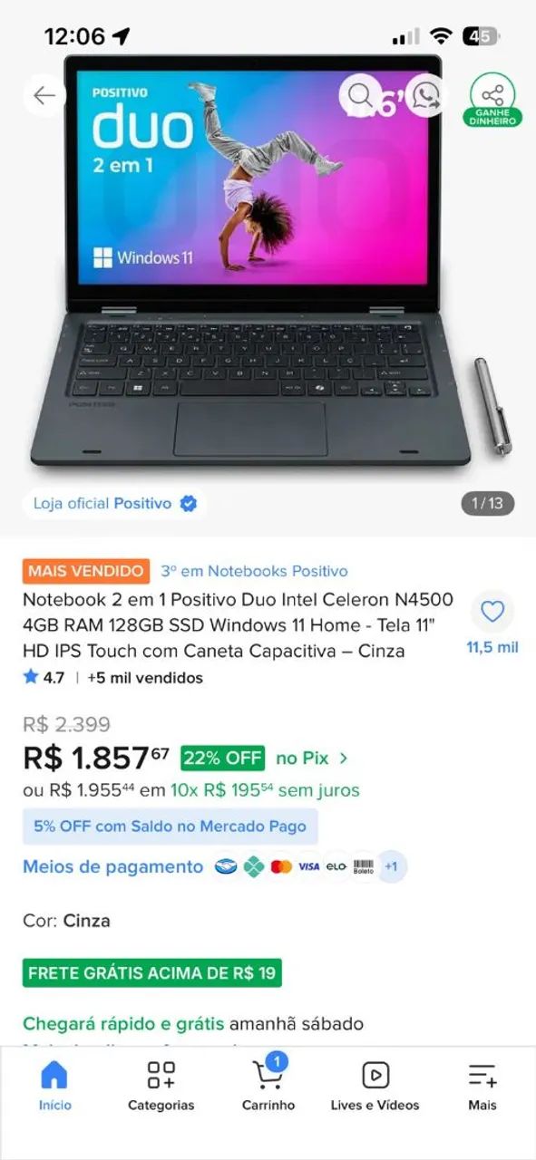 Notbook Positivo Dual NOVO - Foto 2