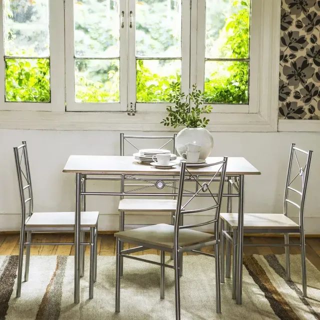 Conjunto Sala De Jantar Mesa Com 4 Cadeiras Brasilia Just Home Collection