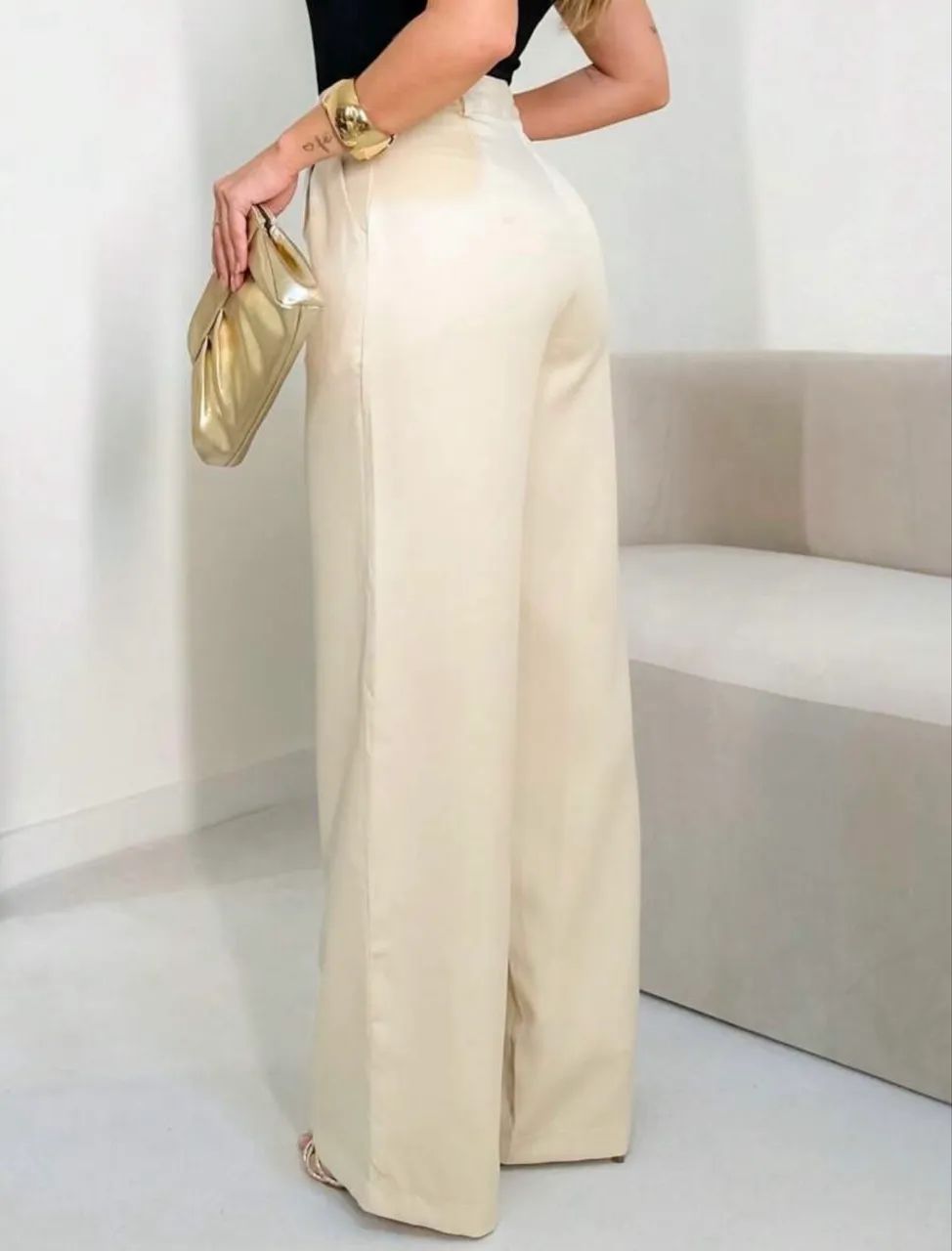Calça Alfaiataria Pantalona | COR BEGE - TAM G - Foto 2