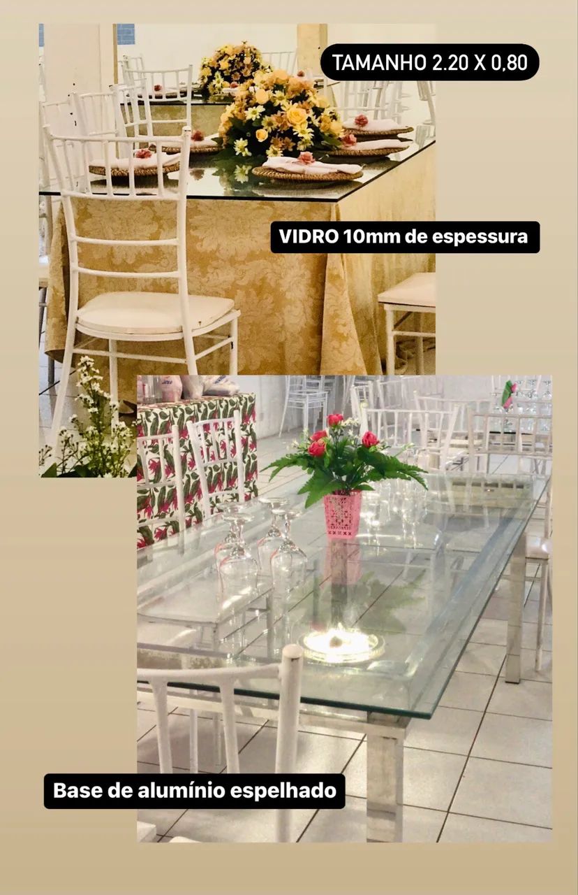 Vendo Mesas de Vidro com Base de Alumínio  - Foto 2