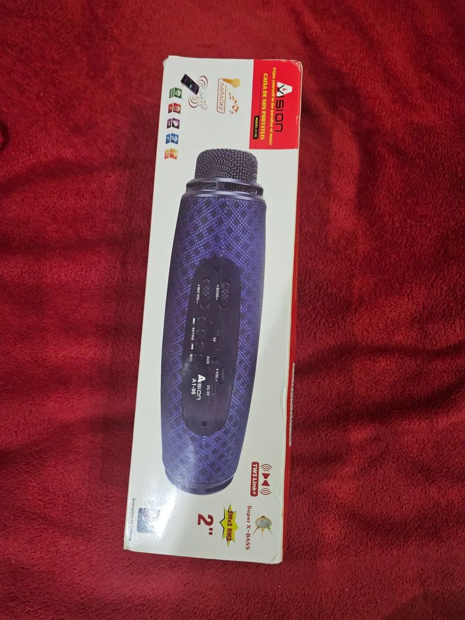 Caixa de som MP3 com Microfone embutido karaoke usb cartão bateria bluetooth  - Foto 3