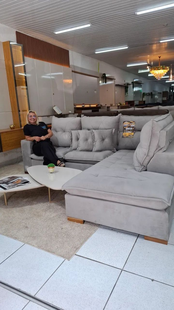 Sofa de canto retrátil e reclinável molas ensacadas 