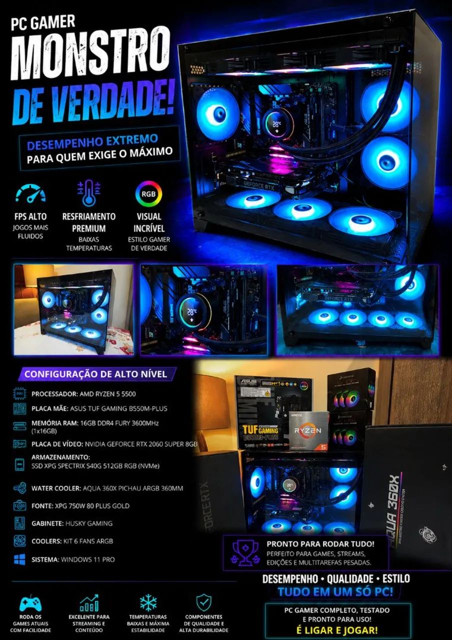 PC GAMER > DESEMPENHO, GRÁFICO e FPS ALTO + VISUAL RGB